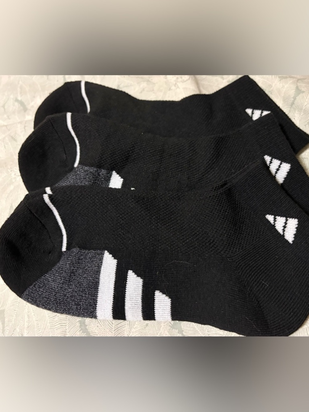 NWOT 3 pack of adidas Men's Black Low-Cut Athletic Socks with White Accents